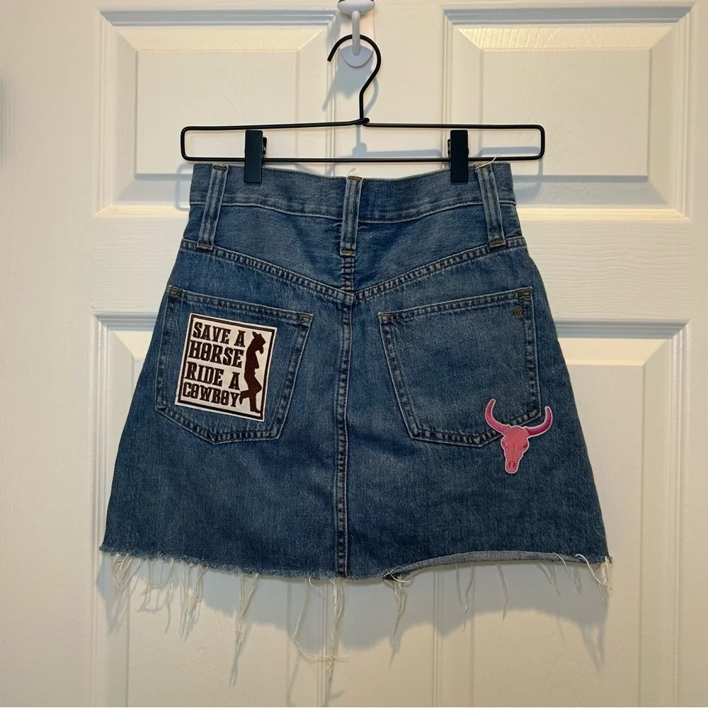 Madewell Denim A-Line Mini Skirt with Western Patches